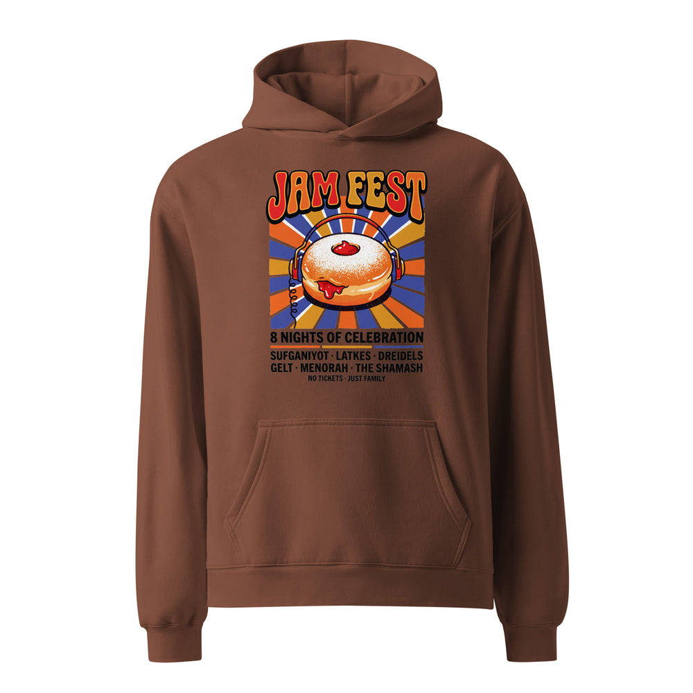 Jam Fest 8 Nights Jewish pride hoodie in Chestnut - back view