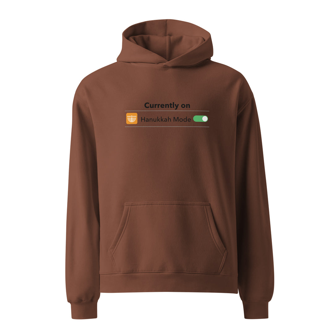 Hanukkah Mode Jewish pride hoodie in Chestnut - detail view