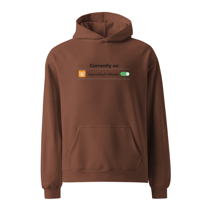 Hanukkah Mode Jewish pride hoodie in Chestnut - detail view