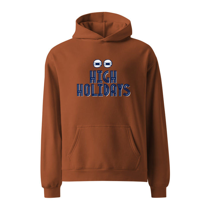 High Holidays Jewish pride hoodie in Clay - close-up