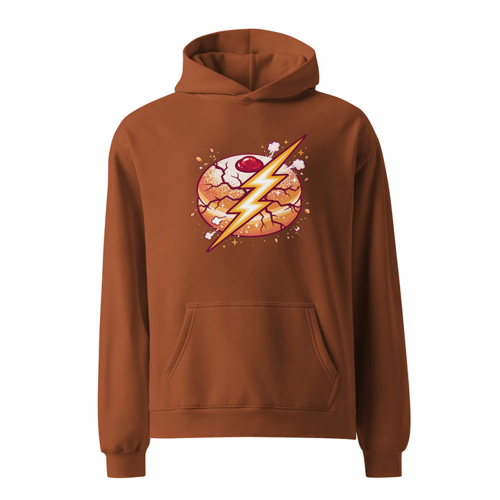 Sufganiyah Lightning Jewish pride hoodie in Clay - flat lay