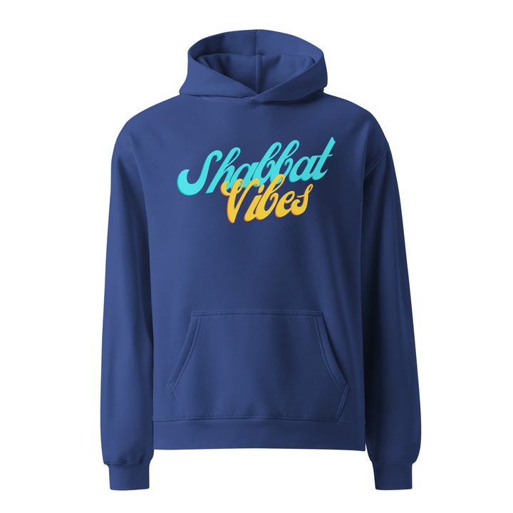 Shabbat Vibes Jewish pride hoodie in Cobalt - detail view