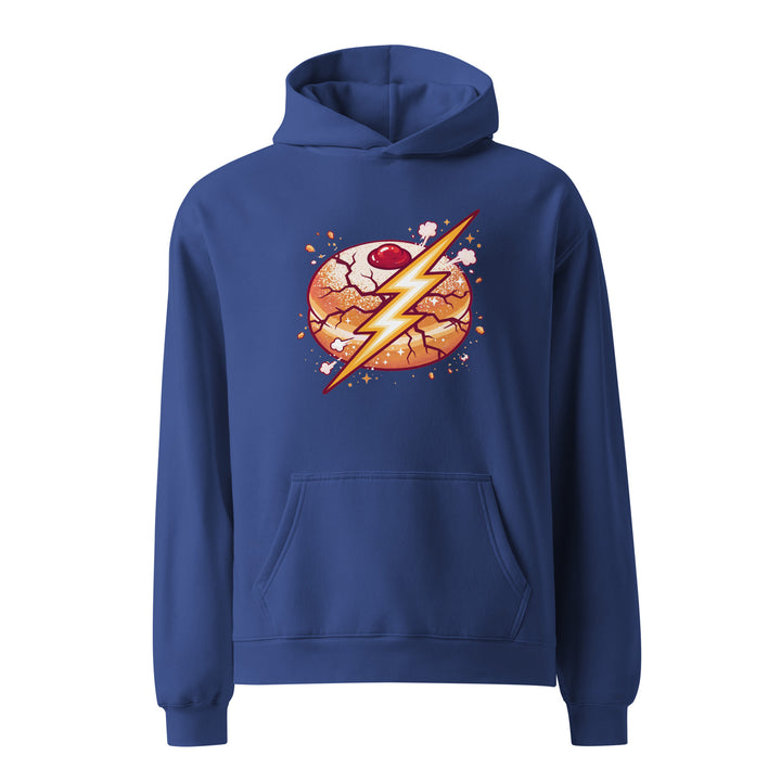 Sufganiyah Lightning Jewish pride hoodie in Cobalt - detail view