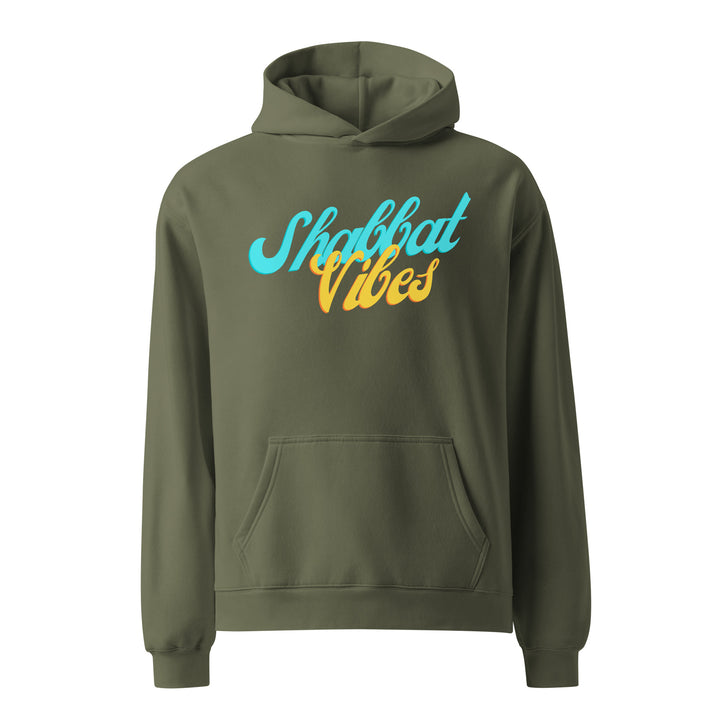 Shabbat Vibes Jewish pride hoodie in Cypress - lifestyle shot