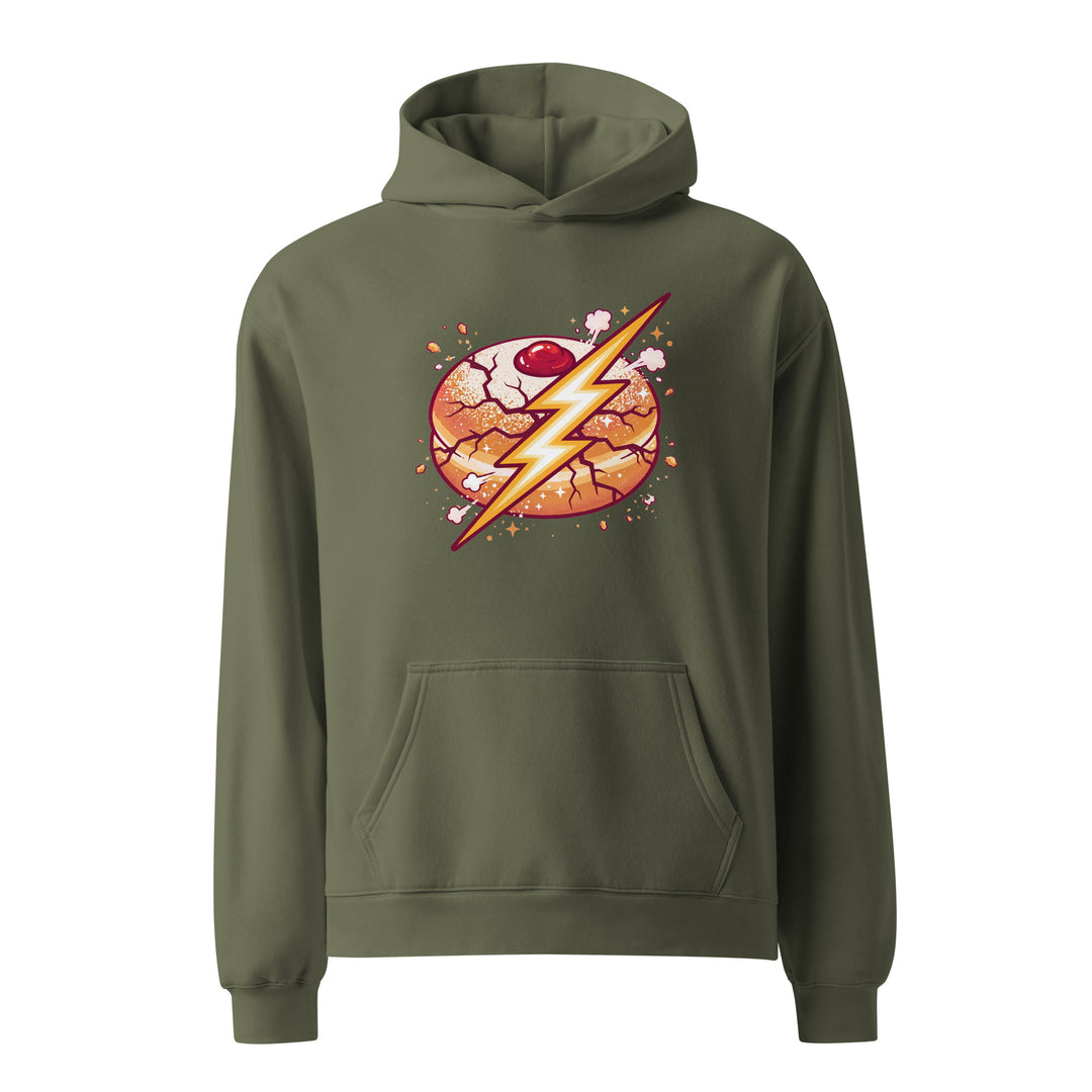 Sufganiyah Lightning Jewish pride hoodie in Cypress - lifestyle shot