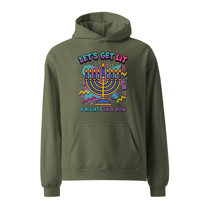 Lets Get Lit 90s Jewish pride hoodie in Cypress - lifestyle shot