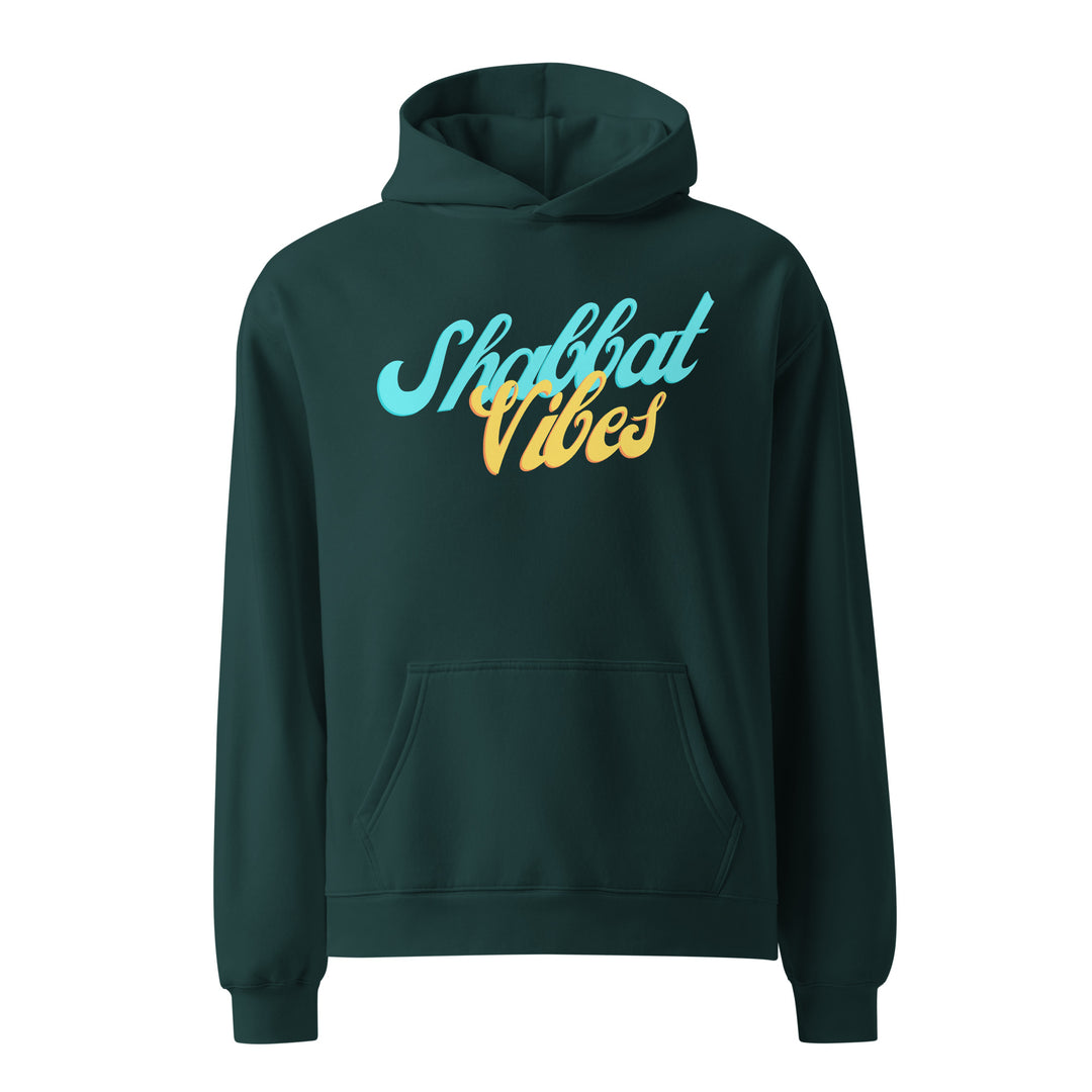 Shabbat Vibes Jewish pride hoodie in Pine Green - back view