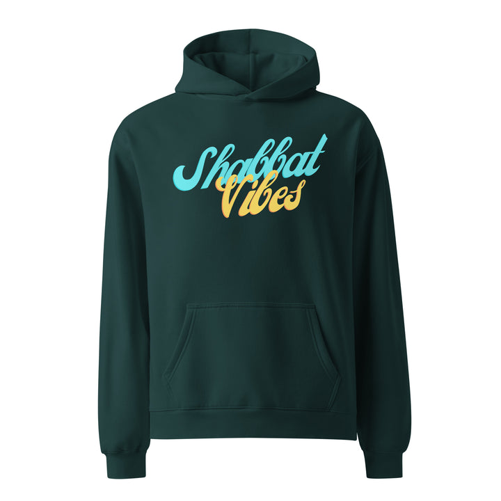 Shabbat Vibes Jewish pride hoodie in Pine Green - back view