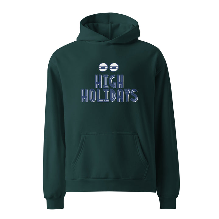 High Holidays Jewish pride hoodie in Pine Green - detail view