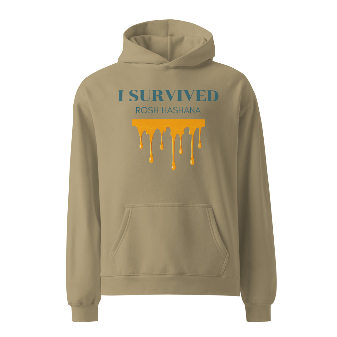 I Survived Rosh HaShana Jewish pride hoodie in Sand - lifestyle shot