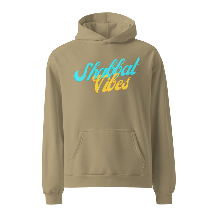 Shabbat Vibes Jewish pride hoodie in Sand - side view