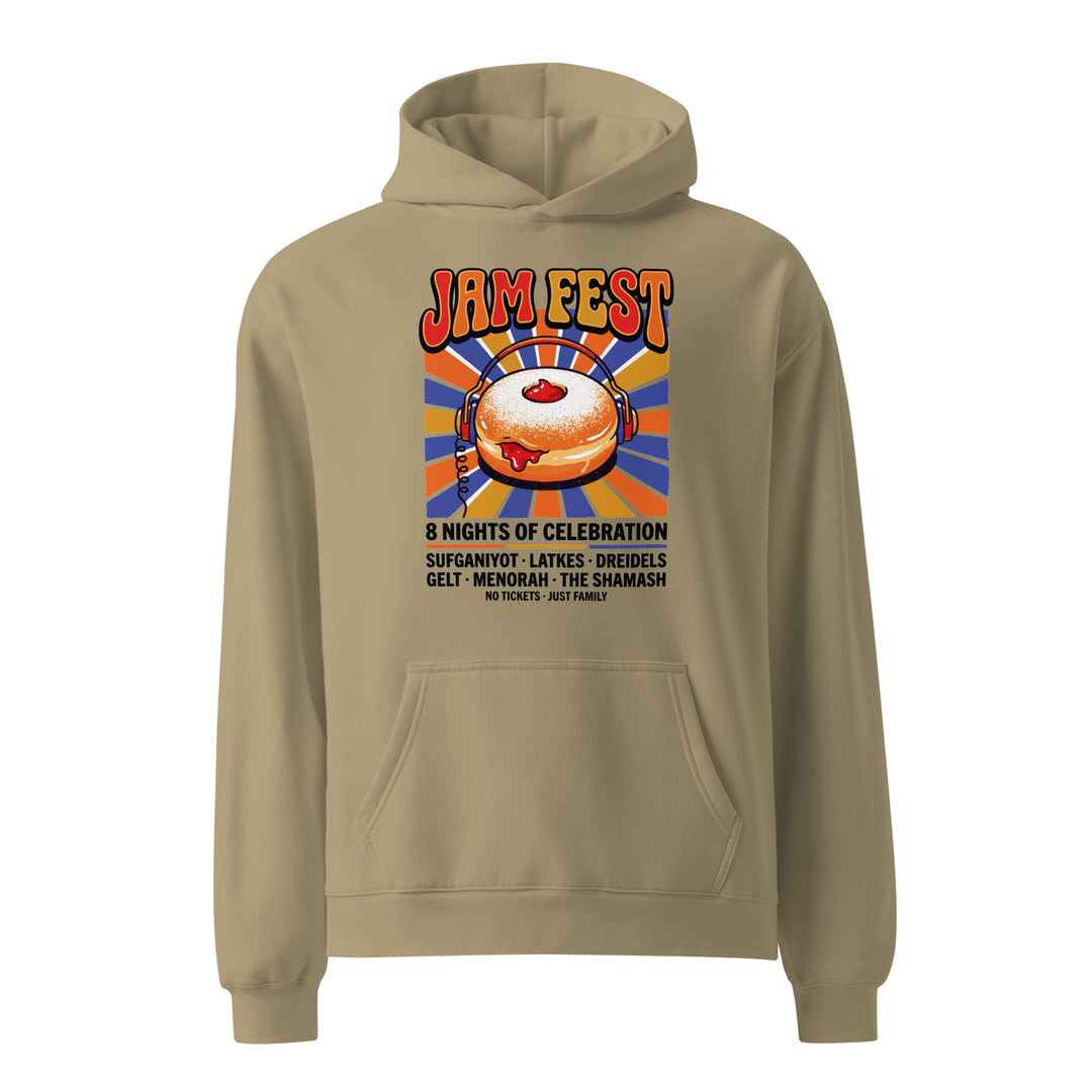 Jam Fest 8 Nights Jewish pride hoodie in Sand - front view