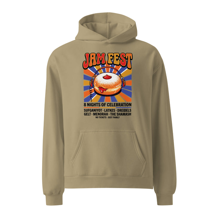 Jam Fest 8 Nights Jewish pride hoodie in Sand - front view