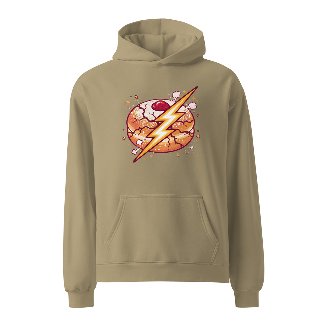 Sufganiyah Lightning Jewish pride hoodie in Sand - side view