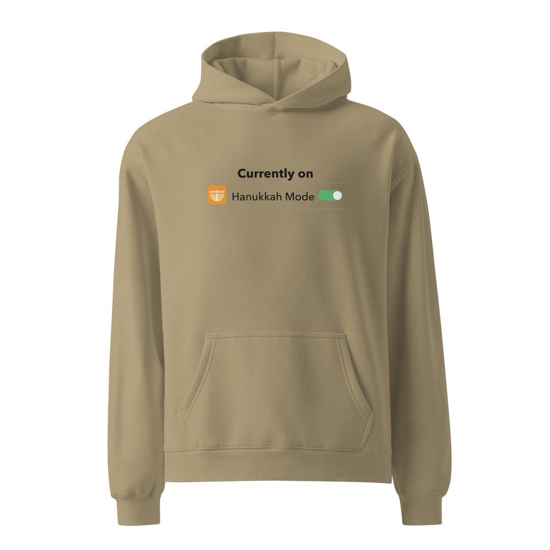 Hanukkah Mode Jewish pride hoodie in Sand - lifestyle shot