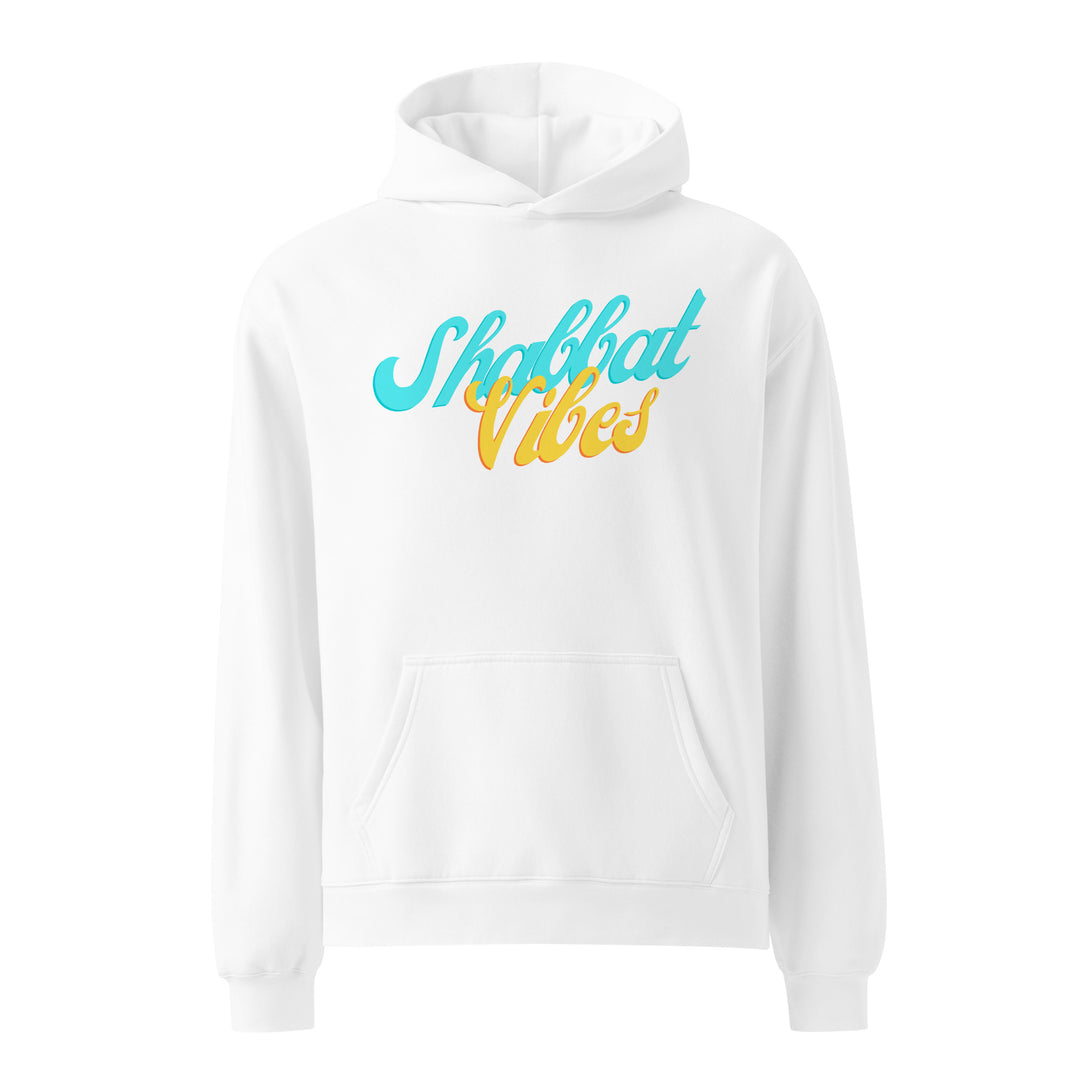 Shabbat Vibes Jewish pride hoodie in White - back view