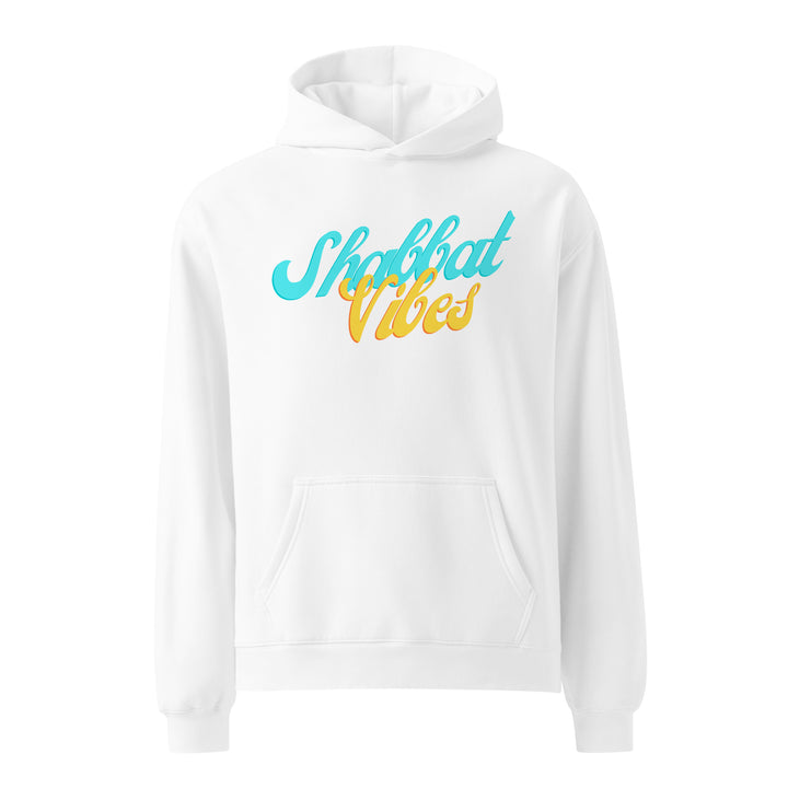 Shabbat Vibes Jewish pride hoodie in White - back view