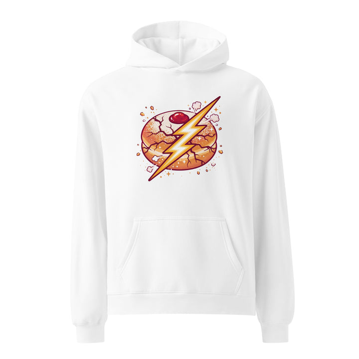Sufganiyah Lightning Jewish pride hoodie in White - detail view