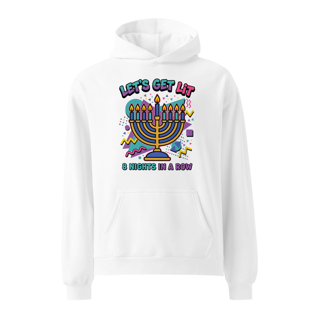 Lets Get Lit 90s Jewish pride hoodie in White - detail view