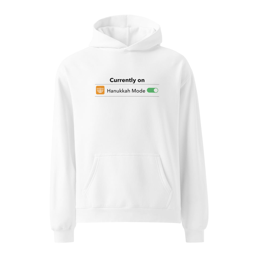 Hanukkah Mode Jewish pride hoodie in White - front view