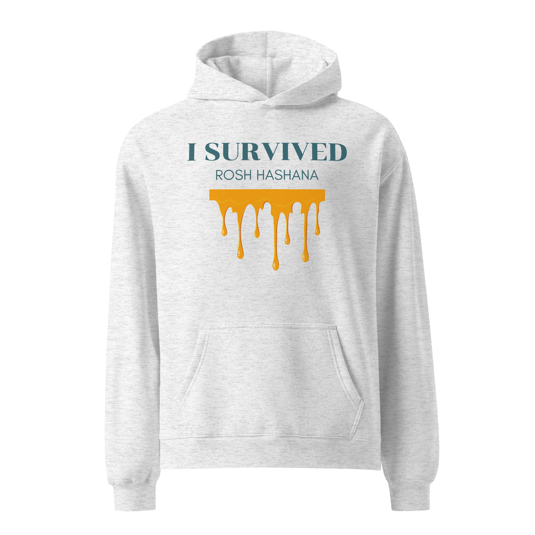 I Survived Rosh HaShana Jewish pride hoodie in White Heather - folded view