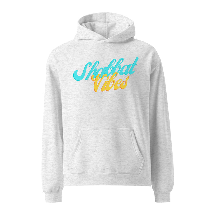 Shabbat Vibes Jewish pride hoodie in White Heather - front view
