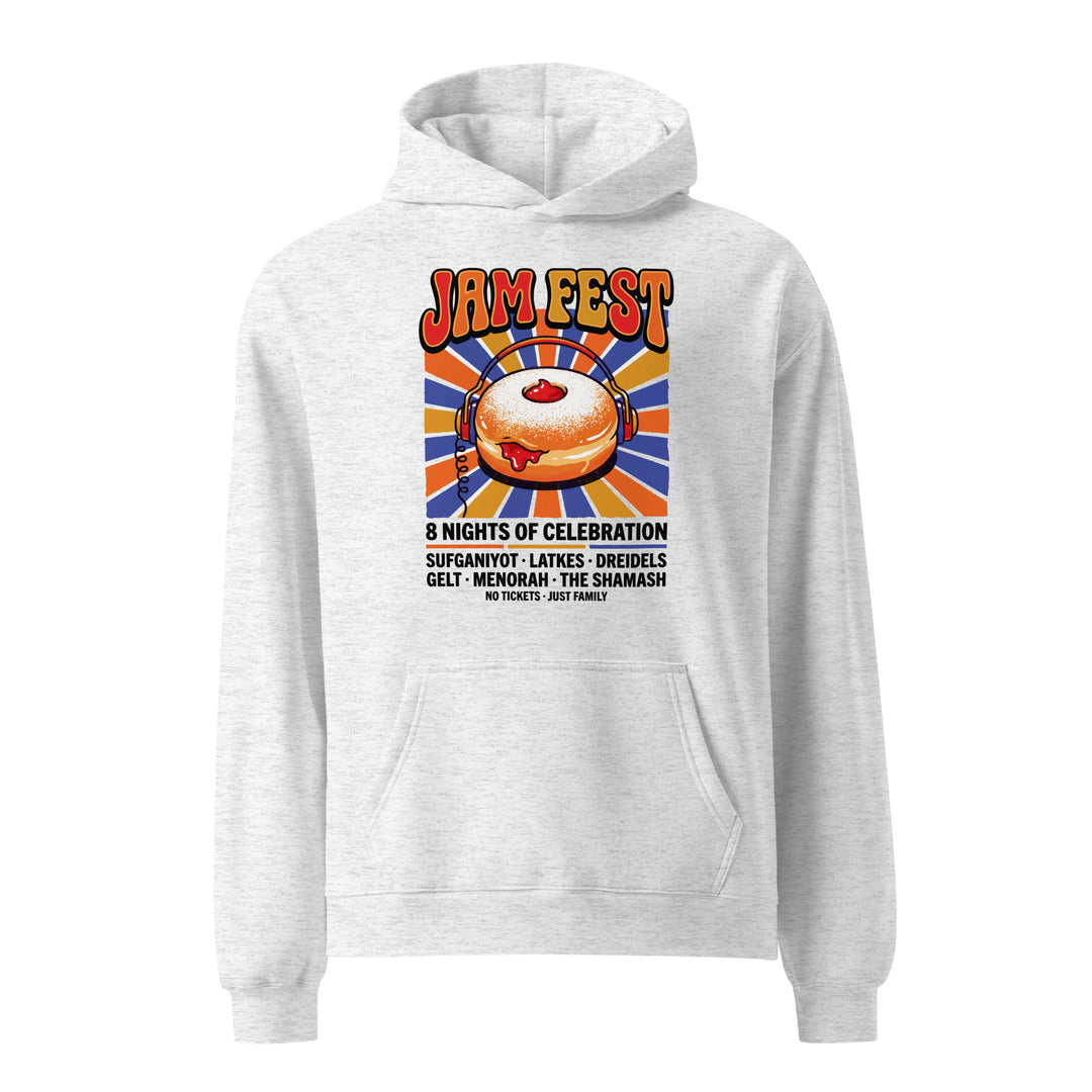 Jam Fest 8 Nights Jewish pride hoodie in White Heather - side view