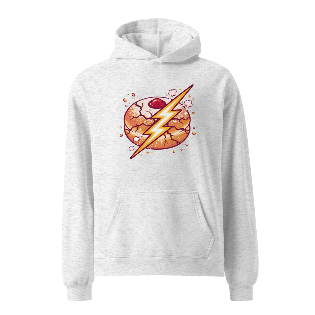 Sufganiyah Lightning Jewish pride hoodie in White Heather - back view