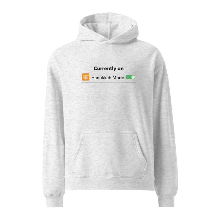 Hanukkah Mode Jewish pride hoodie in White Heather - front view