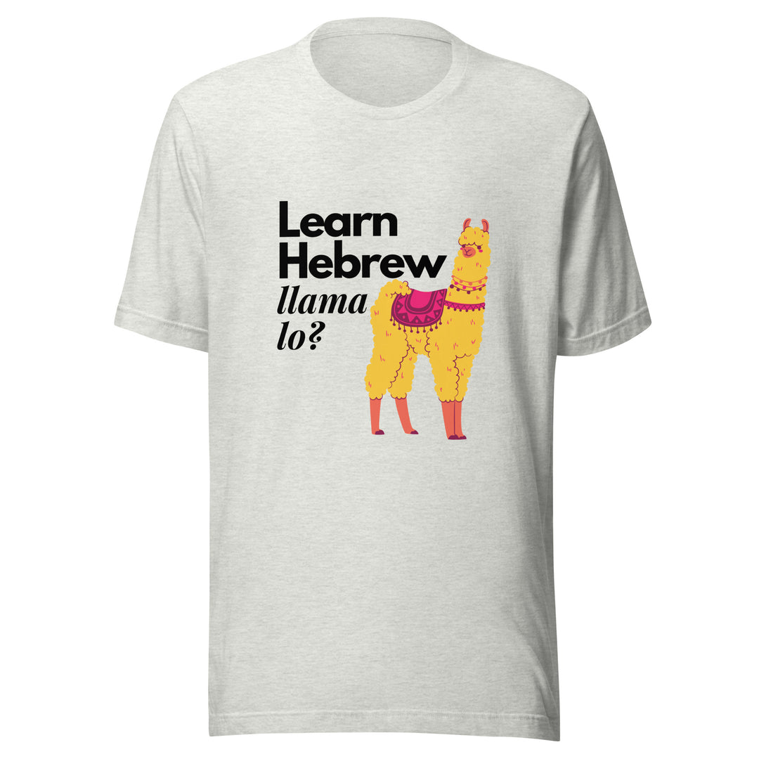 Learn Hebrew Llama Lo? Israel t-shirt in Ash - flat lay
