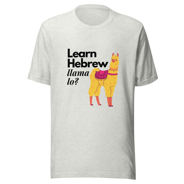 Learn Hebrew Llama Lo? Israel t-shirt in Ash - flat lay
