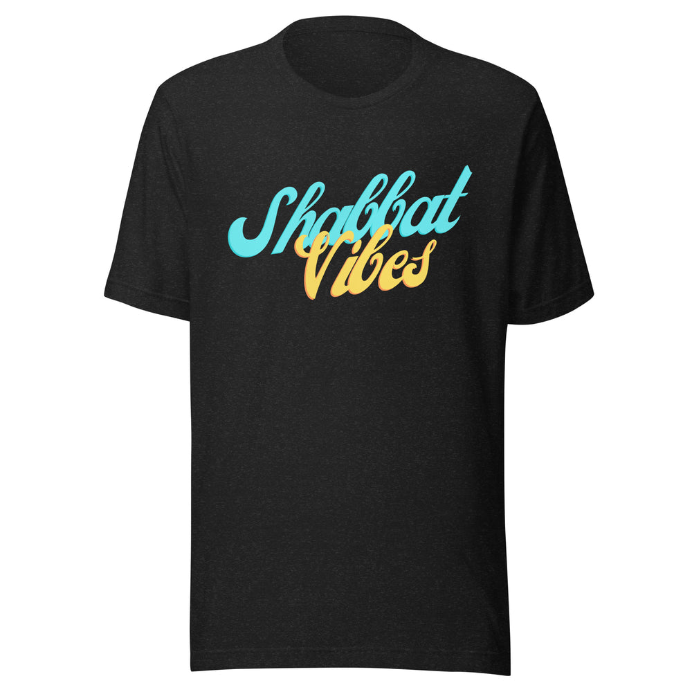 Shabbat Vibes Jewish pride t-shirt in Black Heather - back view