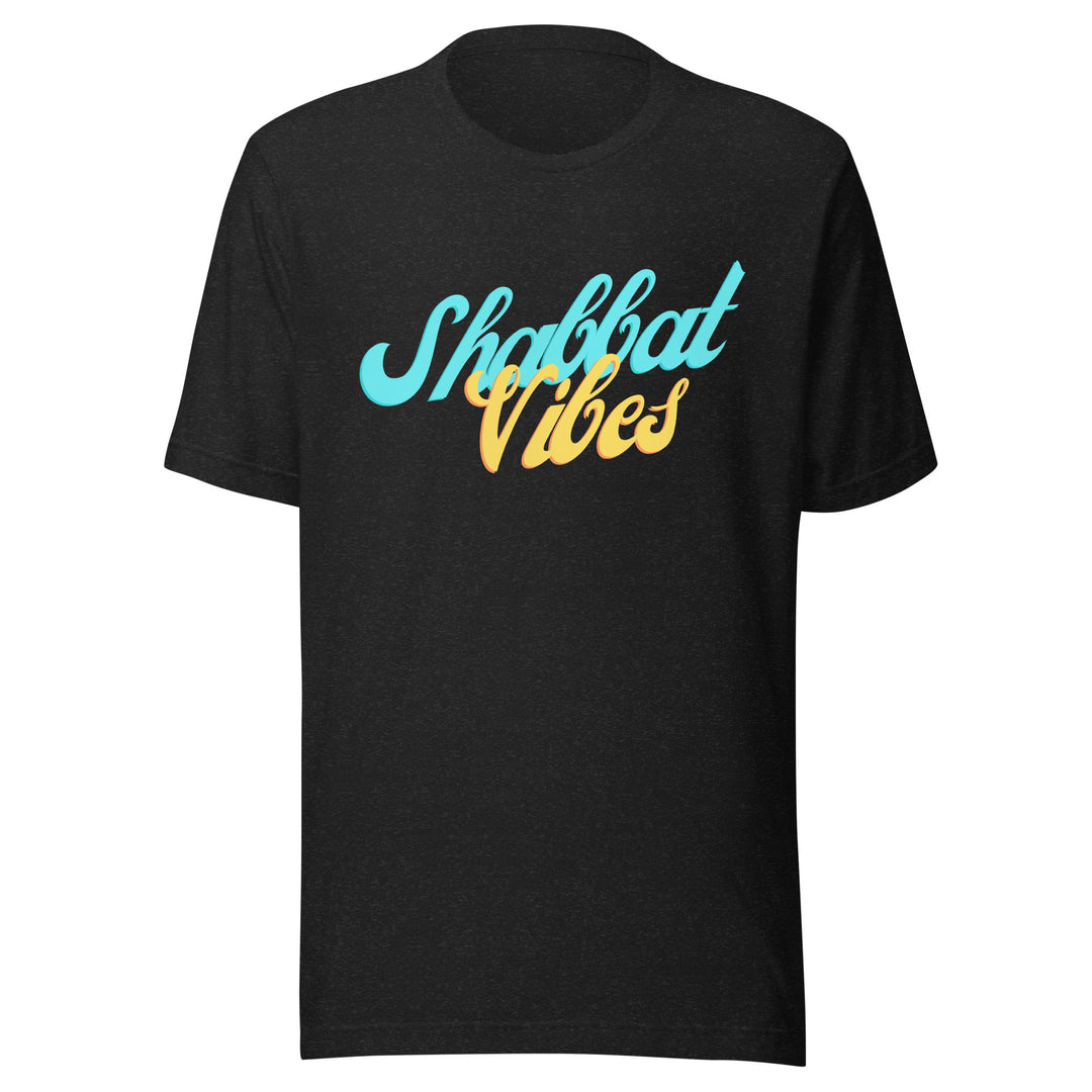 Shabbat Vibes Jewish pride t-shirt in Black Heather - back view
