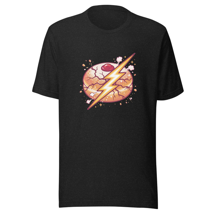Sufganiyah Lightning Jewish pride t-shirt in Black Heather - back view
