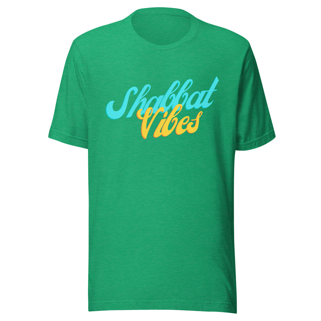 Shabbat Vibes Jewish pride t-shirt in Heather Kelly - detail view