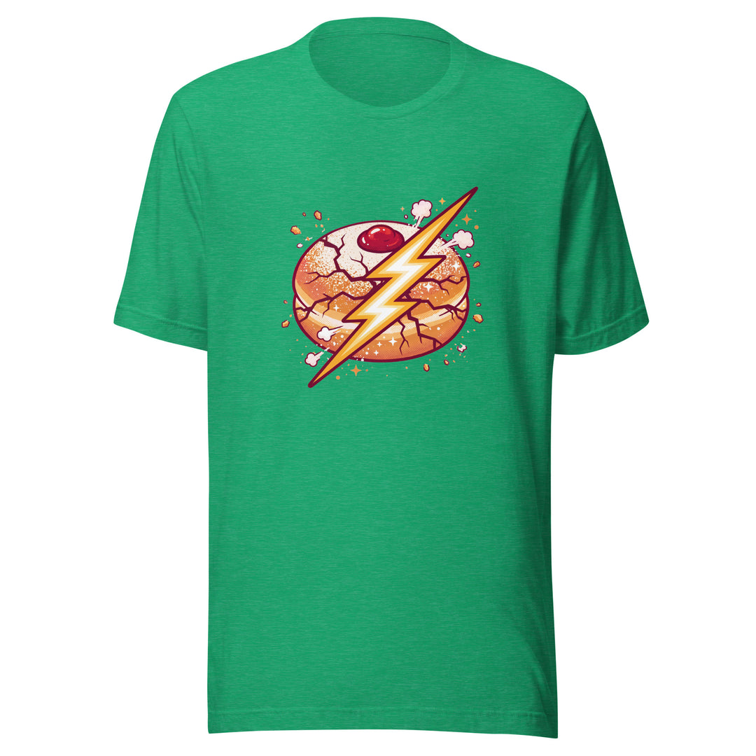 Sufganiyah Lightning Jewish pride t-shirt in Heather Kelly - detail view