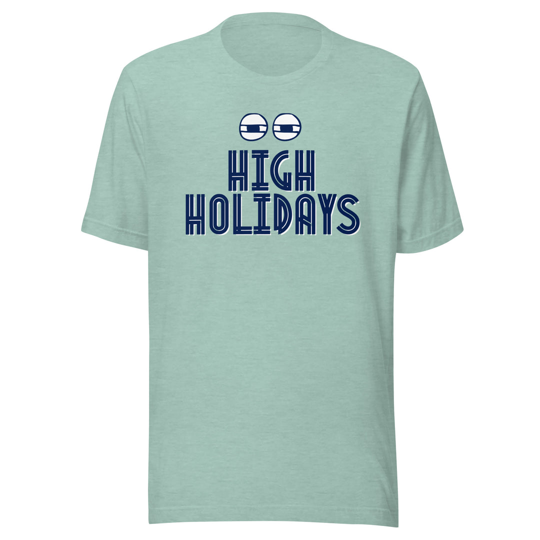High Holidays Jewish pride t-shirt in Heather Prism Dusty Blue - folded view
