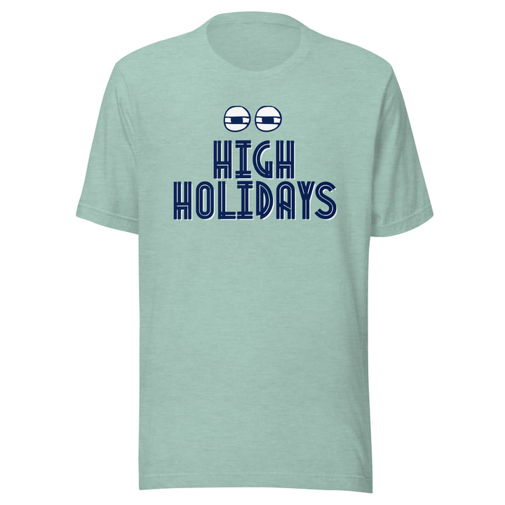 High Holidays Jewish pride t-shirt in Heather Prism Dusty Blue - folded view