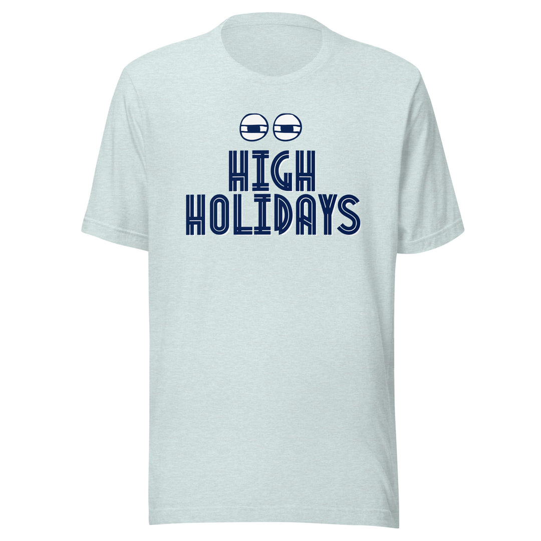 High Holidays Jewish pride t-shirt in Heather Prism Ice Blue - close-up