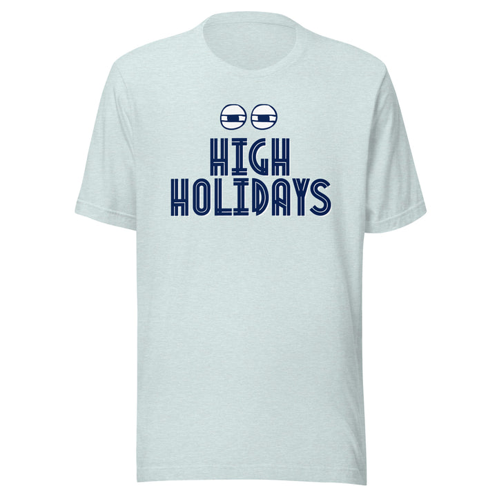 High Holidays Jewish pride t-shirt in Heather Prism Ice Blue - close-up