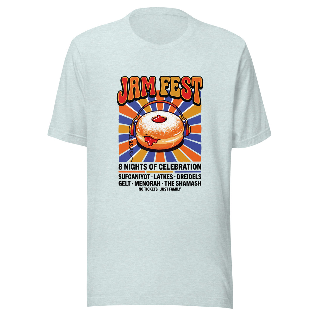 Jam Fest 8 Nights Jewish pride t-shirt in Heather Prism Ice Blue - front view