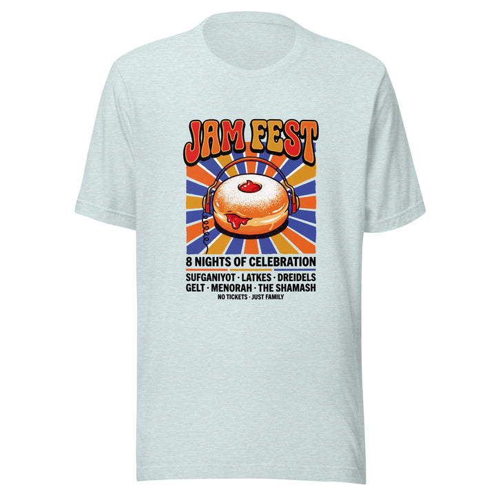 Jam Fest 8 Nights Jewish pride t-shirt in Heather Prism Ice Blue - front view