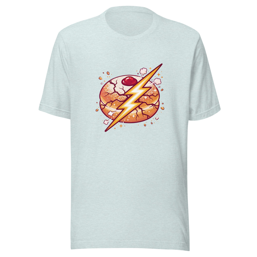 Sufganiyah Lightning Jewish pride t-shirt in Heather Prism Ice Blue - folded view
