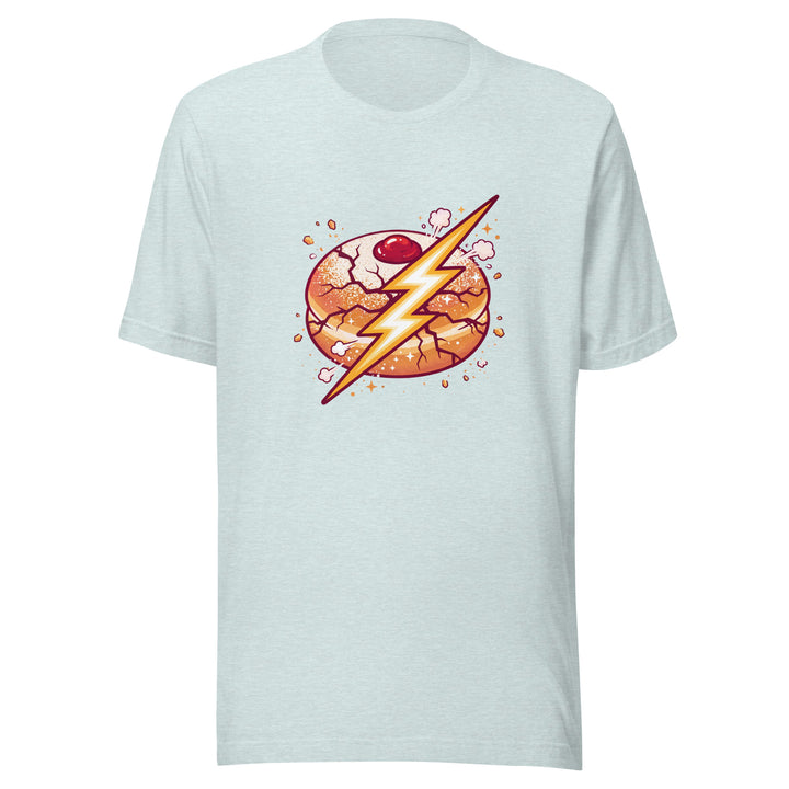 Sufganiyah Lightning Jewish pride t-shirt in Heather Prism Ice Blue - folded view