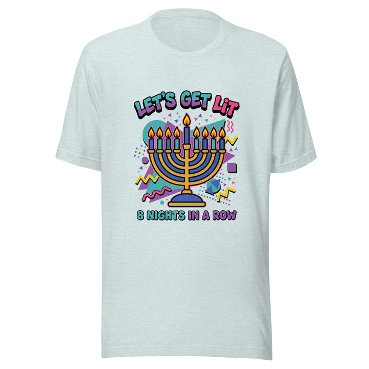 Lets Get Lit 90s Jewish pride t-shirt in Heather Prism Ice Blue - detail view