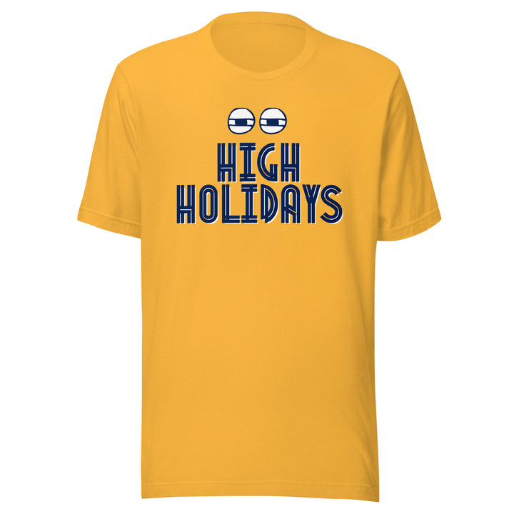 High Holidays Jewish pride t-shirt in Heather Yellow Gold - side view