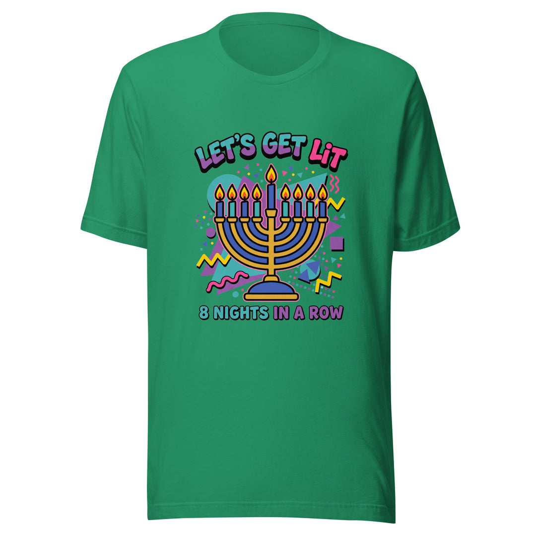 Lets Get Lit 90s Jewish pride t-shirt in Kelly - back view