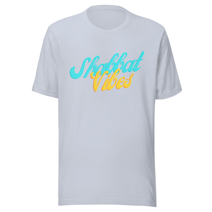 Shabbat Vibes Jewish pride t-shirt in Light Blue - side view