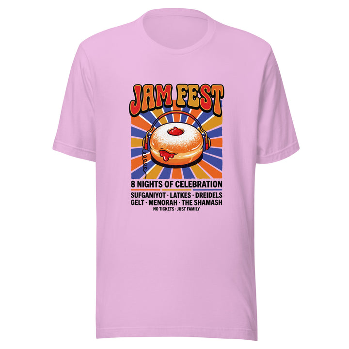 Jam Fest 8 Nights Jewish pride t-shirt in Lilac - lifestyle shot