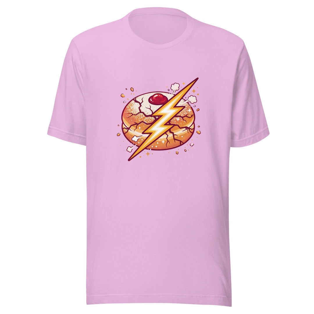 Sufganiyah Lightning Jewish pride t-shirt in Lilac - close-up